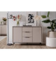 Buffet - ARONA 01B - Beige / Noir - 2 portes, 3 tiroirs - 135 x 90 x 38 cm