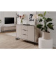 Buffet - ARONA 01B - Beige / Noir - 2 portes, 3 tiroirs - 135 x 90 x 38 cm