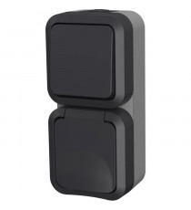 Double va et vient + Prise verticale - QUARX - Aqua Pro - Extérieure, verticale, IP55, 250V, 16A