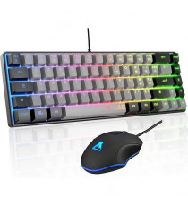 Pack Gamer 2 en 1 - THE G-LAB - COMBO HYDRO - Souris filaire - Clavier filaire - Gris/Noir - RGB