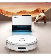 Robot Aspirateur Laveur connecté avec base de vidage - EZICLEAN All In One Z15 Pro - 10 000 Pa - 1,5 L - Blanc