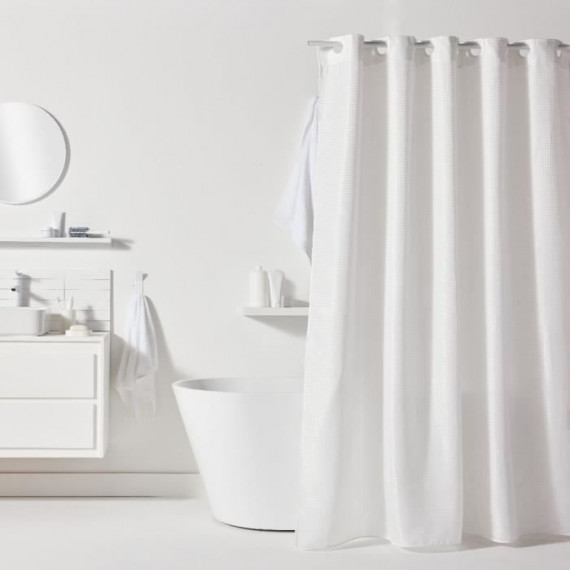 Rideau de douche gauffré - White - Polyester - 180 x 200 cm - 12 crochets - UTILITY - TODAY