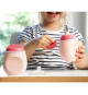 BEABA Gourde bébé/enfant en silicone, BabySqueez' 2 en 1, 2 embouts (1er et 2eme age), 180 ml, Rose