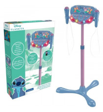Microphone Stitch sur pied ajustable lumineux avec enceinte, 2 Micros et Effets vocaux, Enceinte Bluetooth