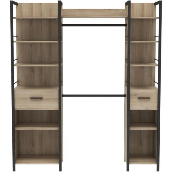 Kit dressing placard extensible - RIGA - Chene Kronberg / Noir mat - 179 x 47,9 x 207,5 cm - DEMEYERE