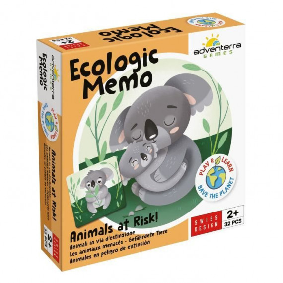 Jeux éducatifs - GEOMAG - Ecologic Memo Animals at Risk - Jeu de mémoire - Animaux en voie de disparition - Association bébé/…
