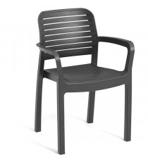 Allibert by KETER - Chloe - lot de 6 fauteuils de jardin - en résine aspect rotin tressé - gris graphite