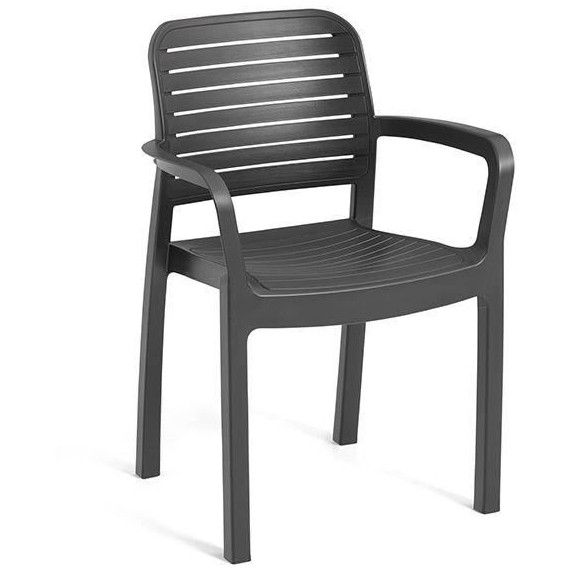 Allibert by KETER - Chloe - lot de 6 fauteuils de jardin - en résine aspect rotin tressé - gris graphite