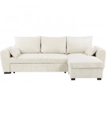 Canapé d'angle convertible réversible - 3 places - MAX - Tissu Lincoln Beige - Coffre - 240 x 143 x 85 cm - CONFORTEAM