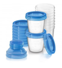 Pots de conservation - PHILIPS AVENT - Lait maternel - 10 pots 180ml + 2 adaptateurs