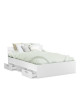 Demeyere Lit adulte MICHIGAN - 140 x 190 cm - Multiples rangements - Blanc