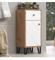 Touch armoire de salle de bain mat blanc, chene décor.