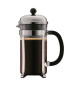 BODUM CHAMBORD Set cafetiere a piston - 8 tasses -  1L - Gris - Avec 2 verres double paroi Pavina 0,35l
