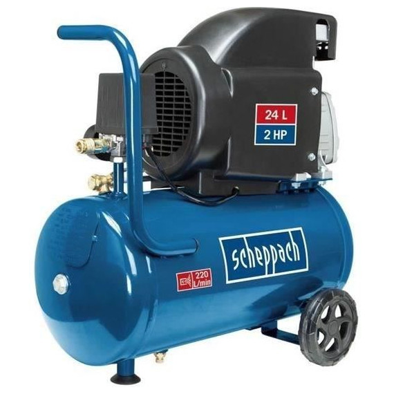 Compresseur d'air horizontal Scheppach HC26 - 24L - 1500 W - 8 bars (Livré avec 280 ml d'huile)