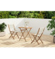 Set bistrot pliable en bois d'acacia FSC avec tressage en corde beige - 2 personnes - MAKENA