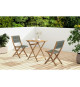 Set bistrot pliable en bois d'acacia FSC avec tressage en corde vert olive - 2 personnes - MAKENA