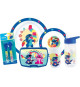 Lot vaissele - FUN HOUSE - STITCH ET ANGEL - Verre, assiette Ø22 cm et Ø16 cm, couverts, gourde et boite goûter
