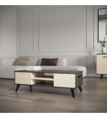 Ensemble salon - Banc TV, Table basse, Buffet bas - KENT - Chene de fil / Sidewalk - DEMEYERE