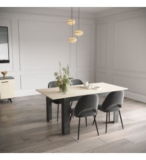 Ensemble séjour - Enfilade, Buffet haut, Table allonge - KENT - Chene de fil / Sidewalk - DEMEYERE