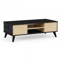 Table basse - KENT - Rectangulaire - Chene de file / Sidewalk - 2 tiroirs - 1 rayon - Pieds - 106,6 x 50,1 x 35,2 cm