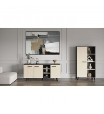 Ensemble séjour - Enfilade, Buffet haut, Table - KENT - Chene de fil / Sidewalk - DEMEYERE