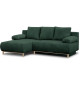 Canapé d'angle gauche convertible - 3 places - MIKA - Tissu velours côtelé vert foncé - Coffre de rangement - 192 x 84 x 93 cm