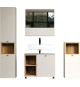 SAO PAULO - Salle de bain complete - Kashmir - 180 x 186 x 42 cm - Colonne + Miroir + Meuble sous vasque sur roulettes - TREN…