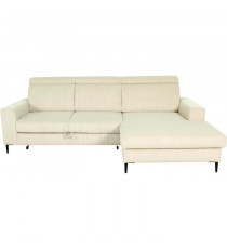 Canapé d'angle convertible - 4 places - NIZZA - Velours côtelé Beige - Coffre - 250 x 166 x 92/104 cm