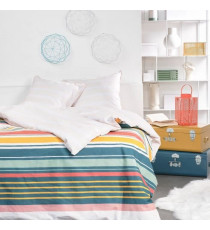 Parure de lit - TODAY - Sunshine - 11.23 imprimé rayé - 2 personnes - 220 x 240 cm - 100% Coton 57 fils