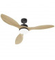 OKLAHOMA Noir & Bois - Ventilateur de plafond Ø137cm 100W + éclairage LED