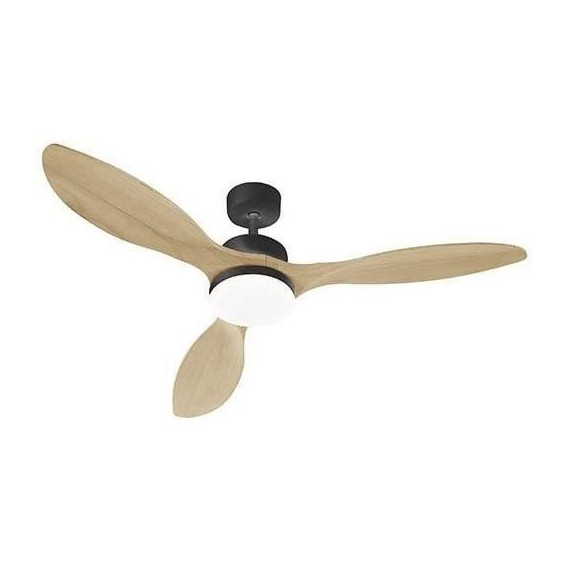 OKLAHOMA Noir & Bois - Ventilateur de plafond Ø137cm 100W + éclairage LED