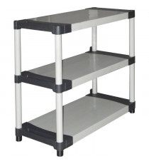 Étagere plastique - TOOD - 3 tablettes - Charge 80 kg par tablette - 80x40x85 cm - Noir/gris