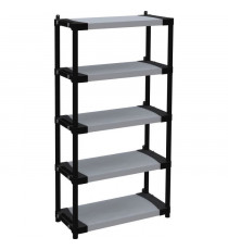 Étagere plastique - TOOD - 5 tablettes - Charge 80 kg - 80x40x171 cm - Noir/gris