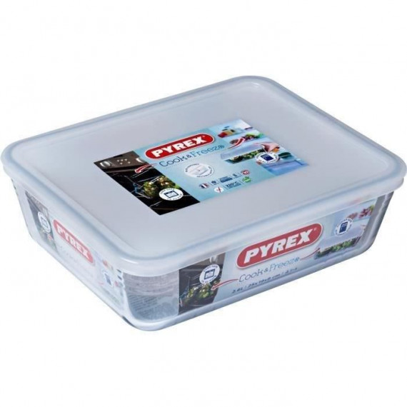 PYREX - 243P000/7046 - Plat rectangulaire avec couvercle - 25cm * 19 cm - Pyrex Cook & Freeze