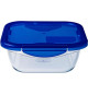 PYREX COOK&GO Plat de conservation carré 0,8l 16cm + Couvercle bleu