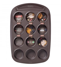 Moule a muffin - PYREX - 1452002 - En acier carbonne - Antiadhésif - 12 trous