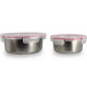 Lot de 2 boîtes hermétiques avec couvercle - MENASTYL - 5040178 - En acier inoxydable - Ronde - 15 et 20 cm - Compatibles mic…