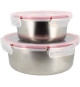 Lot de 2 boîtes hermétiques avec couvercle - MENASTYL - 5040178 - En acier inoxydable - Ronde - 15 et 20 cm - Compatibles mic…