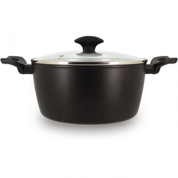 Faitout - MENASTYL - 6020647 - En alumimium forgé - 24 cm - Noir - Tous feux dont induction