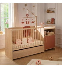 Lit combiné - 120 x 60 cm - Evolutif en 90 x 190 cm - CHARLIE - SAUTHON - Terracotta