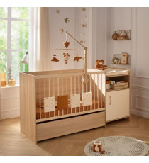 Lit combiné - 120 x 60 cm - Evolutif en 90 x 190 cm - CHARLIE - SAUTHON - Creme