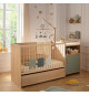 Lit combiné - 120 x 60 cm - Evolutif en 90 x 190 cm - CHARLIE - SAUTHON - Sauge