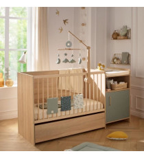 Lit combiné - 120 x 60 cm - Evolutif en 90 x 190 cm - CHARLIE - SAUTHON - Sauge
