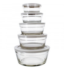 Set de 5 bols - MENASTYL - 5039038 - 150 ml, 230 ml, 400 ml, 610 ml et 940 ml - Couvercles en plastique durable