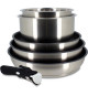 Batterie de cuisine - Induction - MENASTYL - 7930018 - Inox - 6 pieces - Poignée amovible - Gris