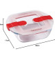 Boîte rectangulaire avec couvercle - PYREX - 1451021 - 20 x 17 cm - 1 L - Cook & Heat - Base en verre borosilicate