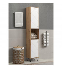 Armoire haute avec deux portes - TRENDTEAM - Série Touch - Blanc/Brun - 36 cm de long