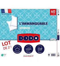 DODO - Lot de 2 oreillers - L'IMMANQUABLE - 60 x 60 cm - Blanc