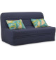 Banquette BZ - 2 places - Bleu Marine - Coussins Jungle - couchage 140 x 190 x 9 cm - Joe
