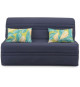 Banquette BZ - 2 places - Bleu Marine - Coussins Jungle - couchage 140 x 190 x 9 cm - Joe
